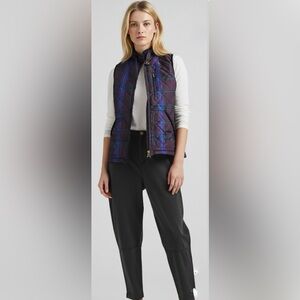 Lauren Ralph Lauren Vest Womens Large Plaid Quilted with Corduroy Trim. Large